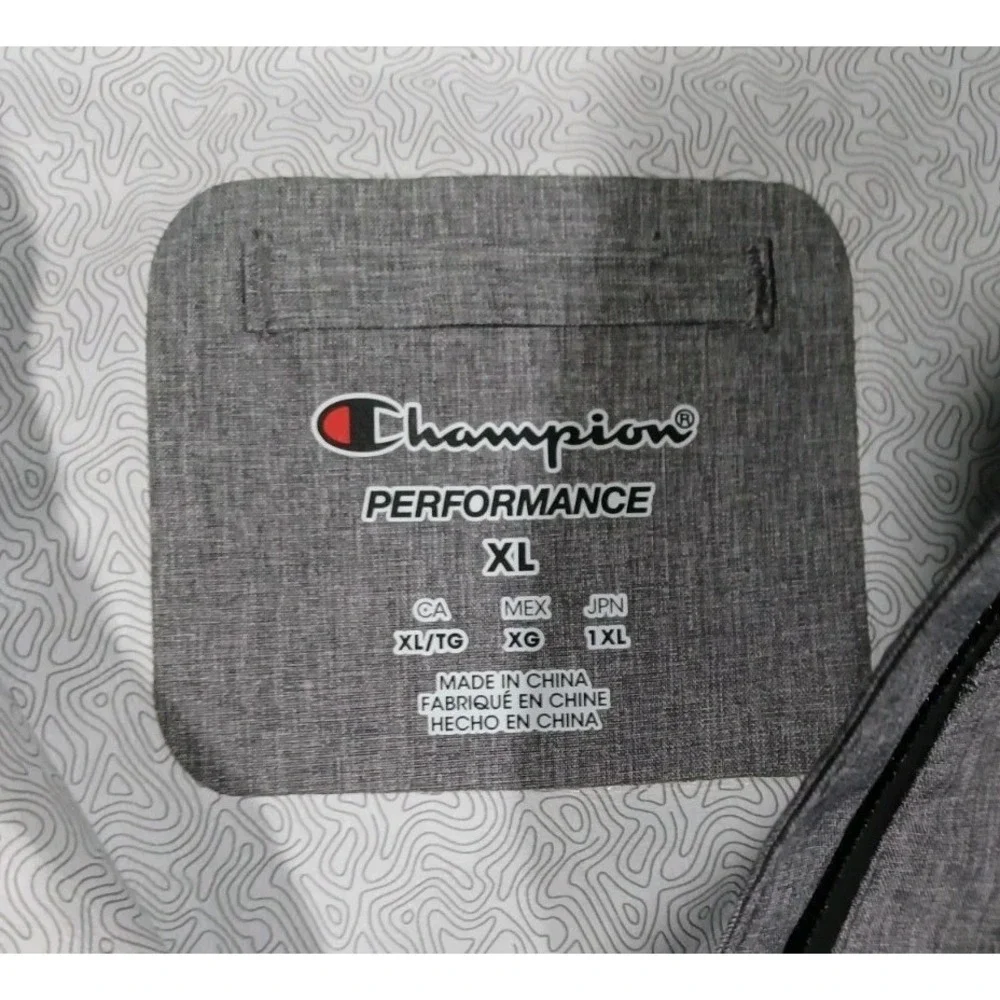 Champion Jacket Mens XL Gray Performance Hooded Full‎ Zip Lightweight